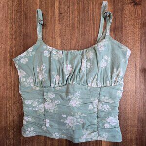 Hollister Green Floral Print Cami XS
